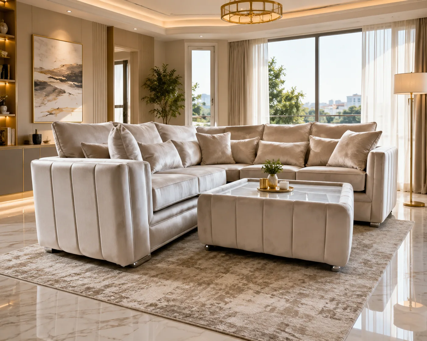 Lilly U-shape sofa in a bright living room